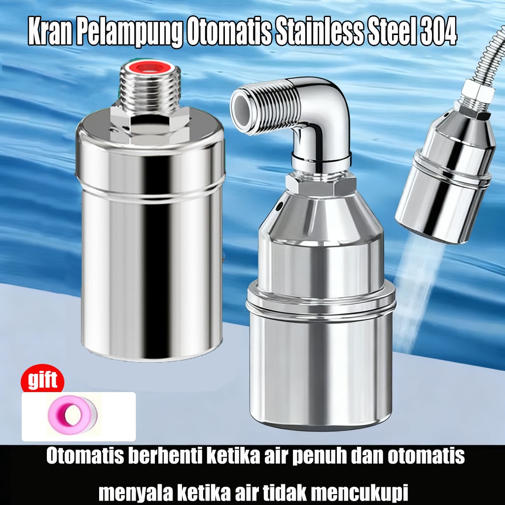 Kran Pelampung Otomatis Stainless Steel 304-Katup Pengontrol Level Air untuk Tangki,Toren,Tandon&Kol