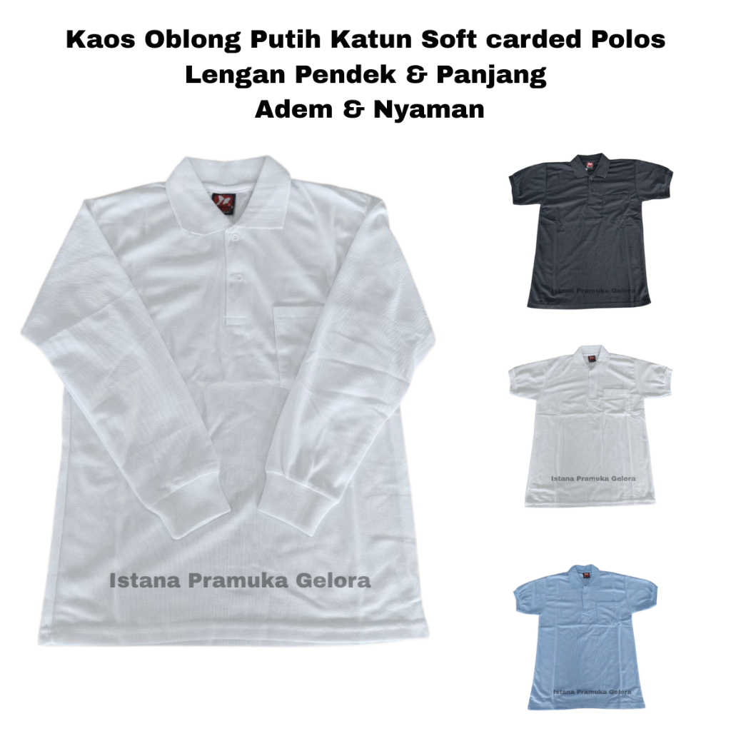 Kaos Kerah Panjang Pendek Gaggi Dengan Berbagai Warna Putih HItam Biru - Istana Pramuka Gelora