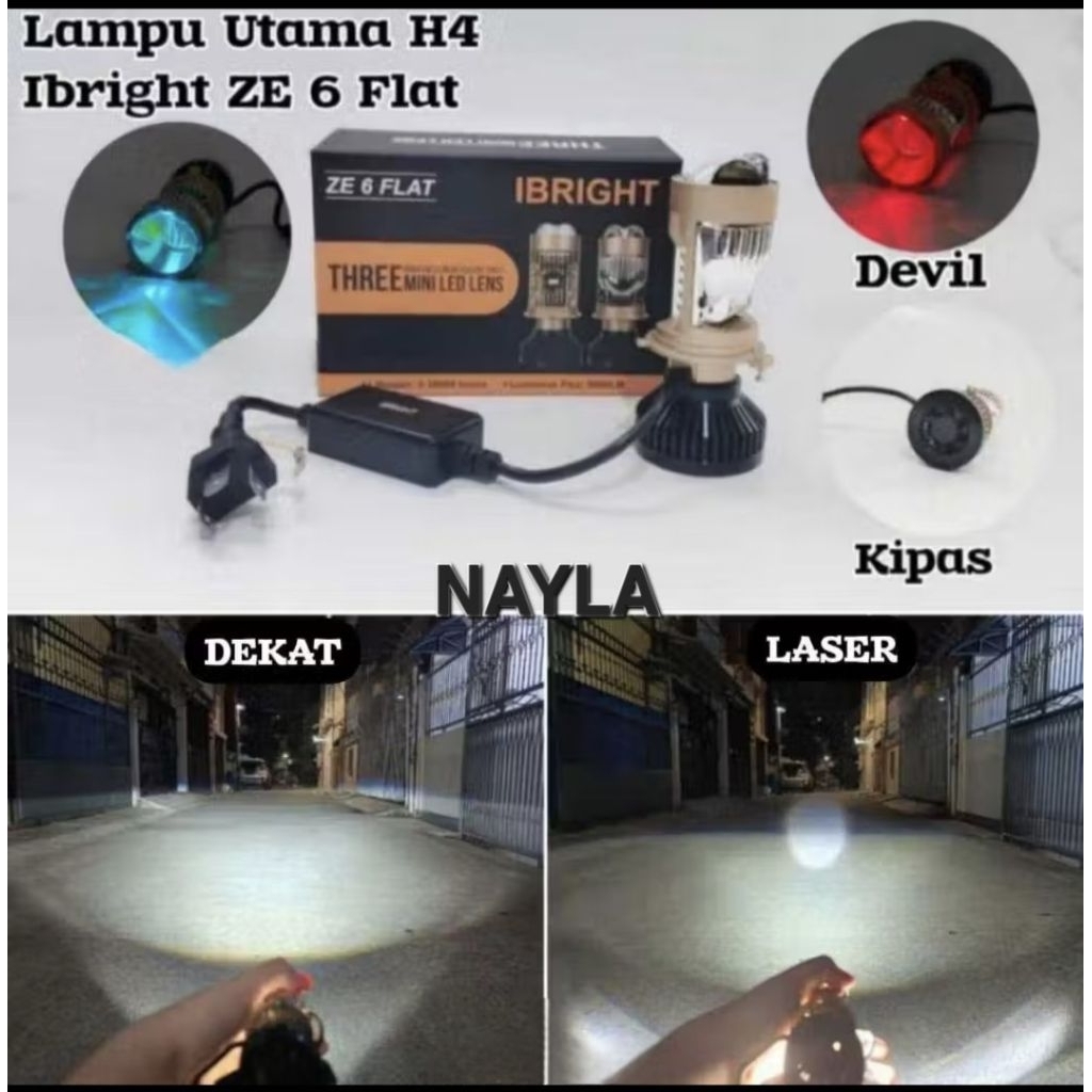 IBRIGHT ZE 6 Flat Rhd - Lampu Utama H4 LED Flat Rhd