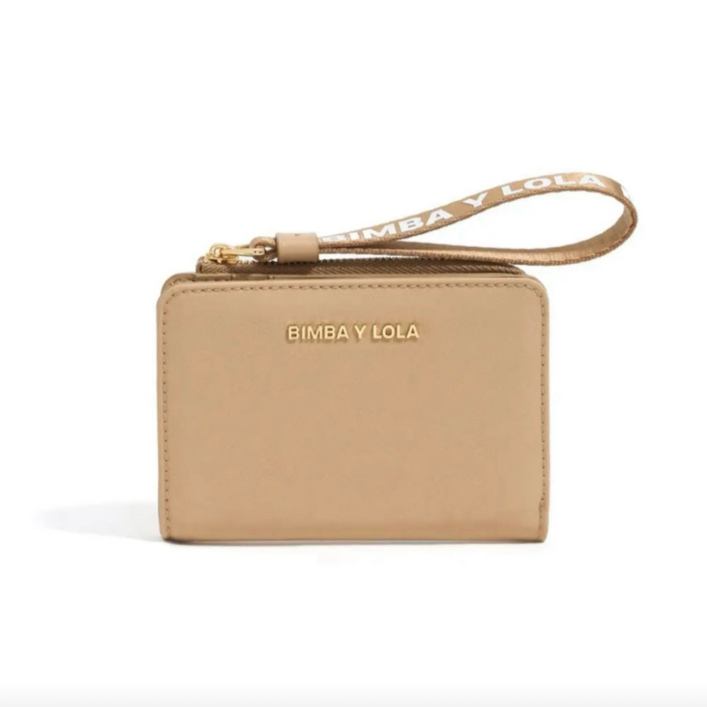 Bimba Y Lola Logo Nylon Lettering Bifold Purse - Camel Brown Dompet Original