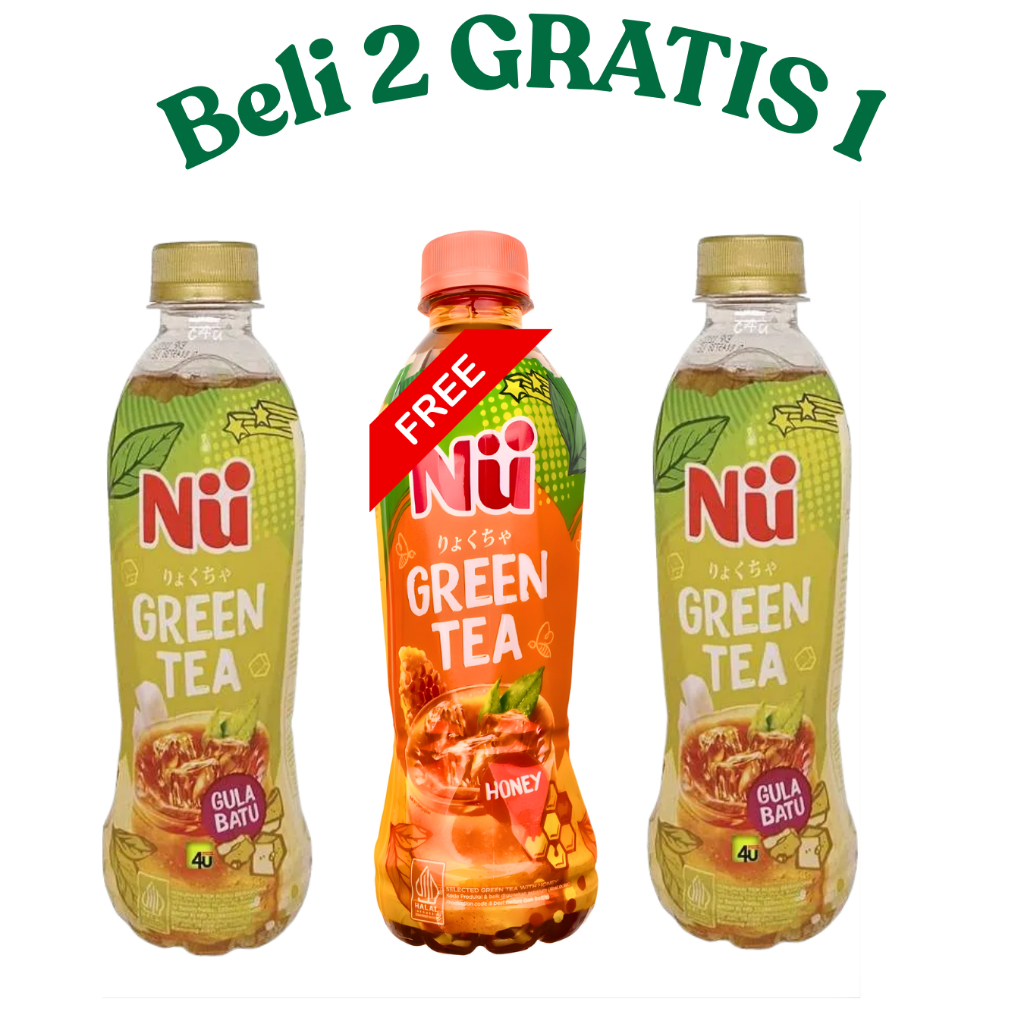 BELI 2 GRATIS 1 Nu Green Tea 330ml Gula Batu