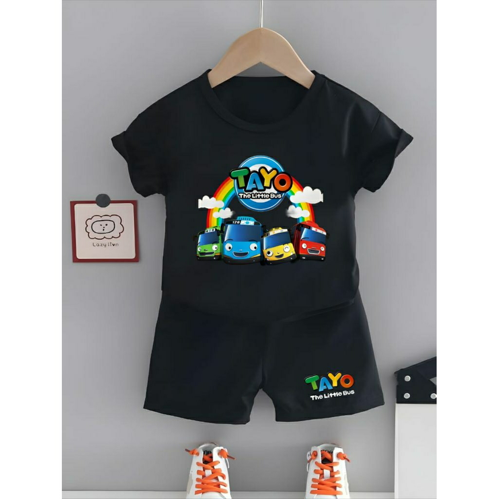 Setelan Anak Cowok Cewek Spesial kartun Tayo Rainbow Cod