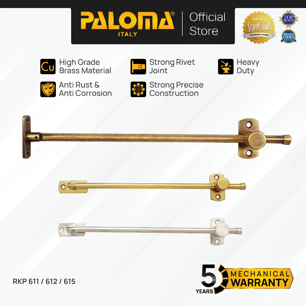 PALOMA Hak Angin Ramskar Lamskar Penahan Jendela Window Panjang Brass Kuningan Gold Emas Silver Grey