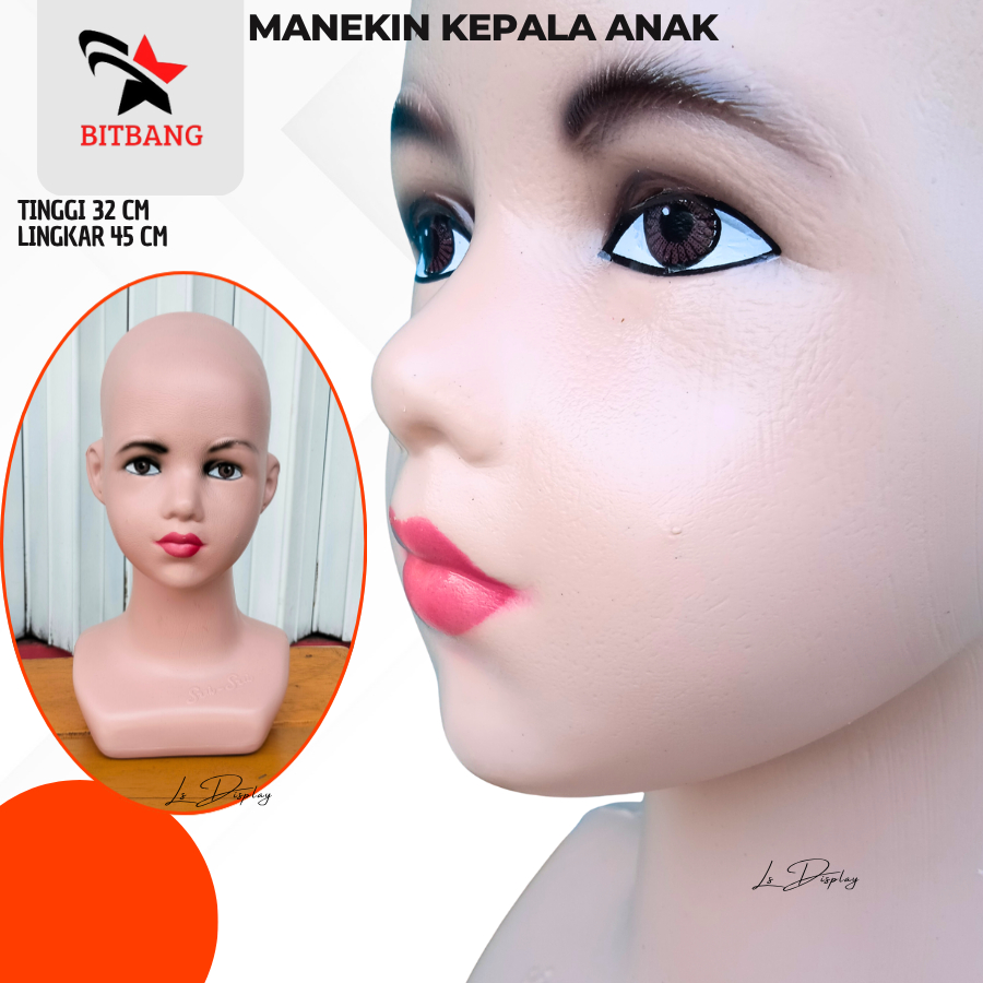 Manekin Kepala Anak- Patung Kepala anak Display Hijab Topi dll