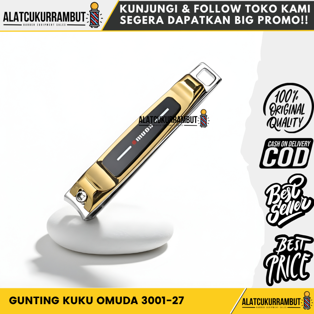Gunting Kuku Omuda Nail Clipper Premium Besar Gunting Kuku Tajam Black Gold OMUDA 3001-27