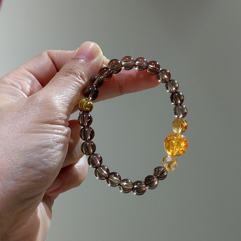 Gelang Batu Kesehatan Natural Smoky Quartz 7mm mix Citrine 8mm 12mm