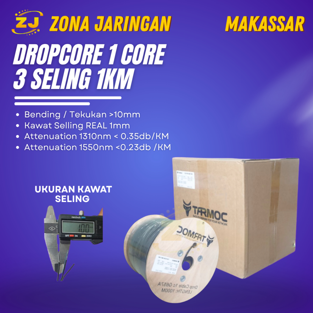 Kabel Dropcore FO 1 CORE 3 SELING 1000m/Cable FO Drop Core SM 1 Core