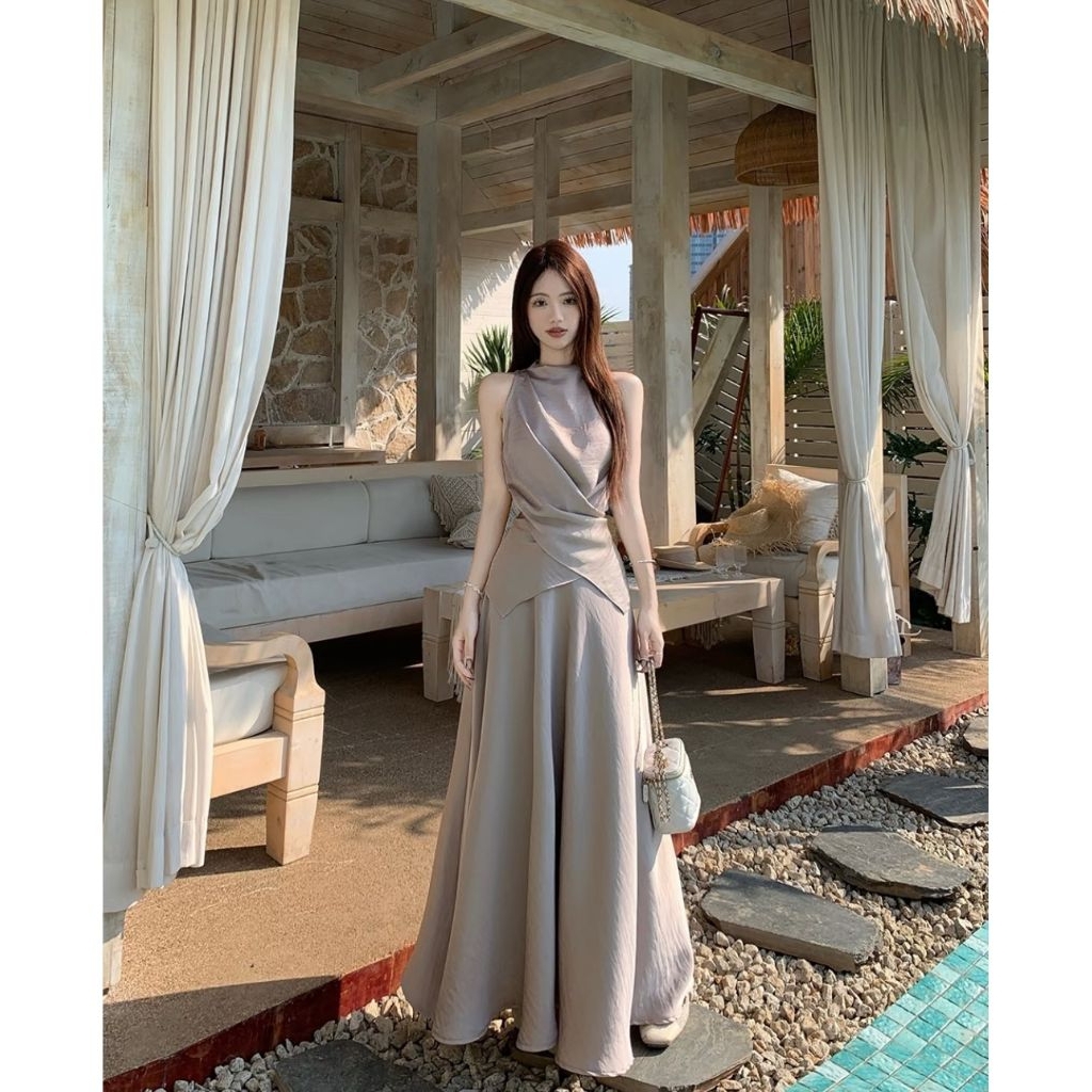 long party dress wanita - long dress fashion cantik - dress satin- gaun wanita - dress pesta wanita 