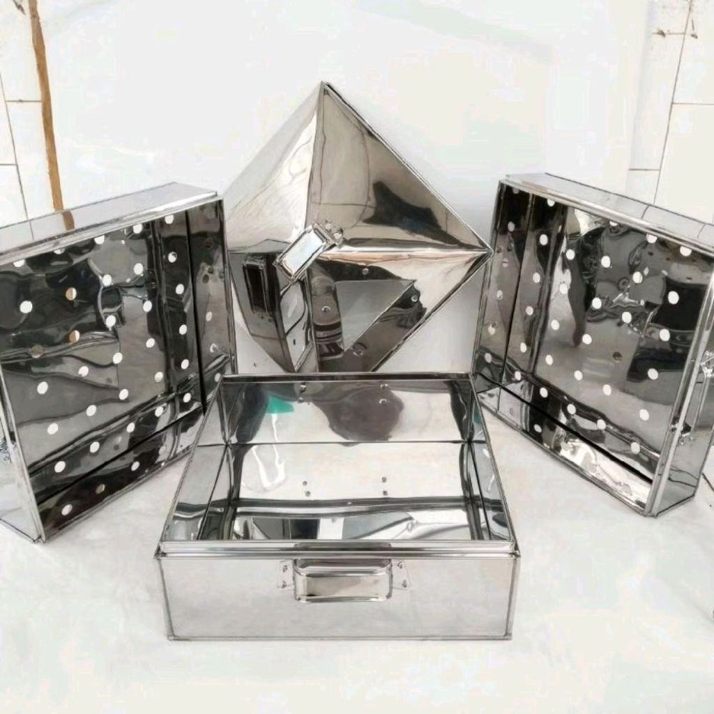 Klakat Kukusan Stainless Dandang Alat Kukus 3 Susun Ukuran 40 x 40 CM dengan Tutup Kaca Bening