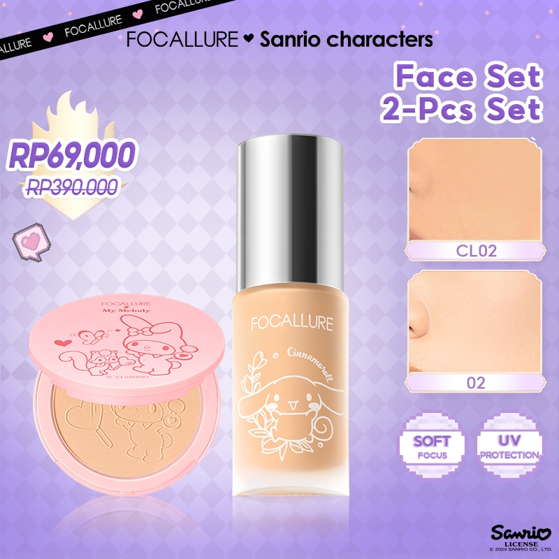 FOCALLURE X Sanrio 2PCS Set Matte Foundation & Compact Powder