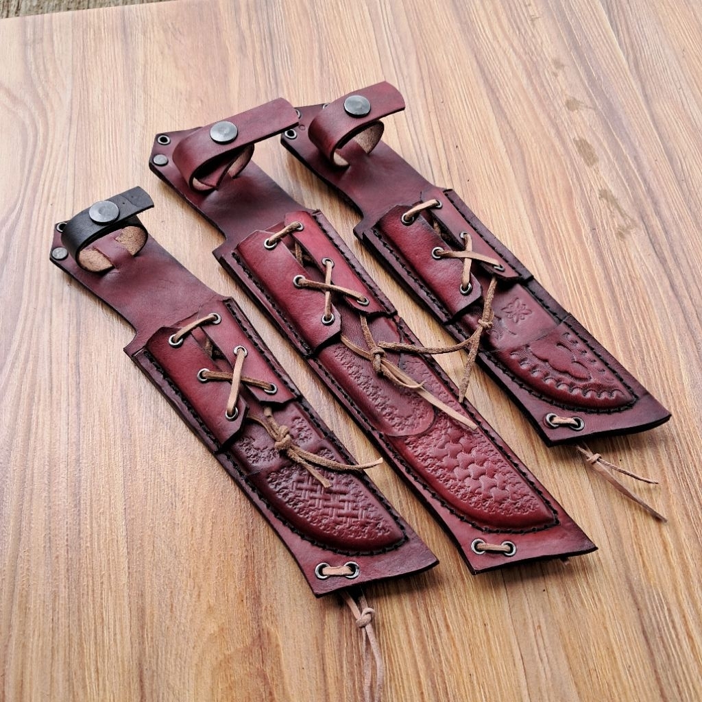 Sarung Bilah Pisau Lurusan Kulit Sapi Asli