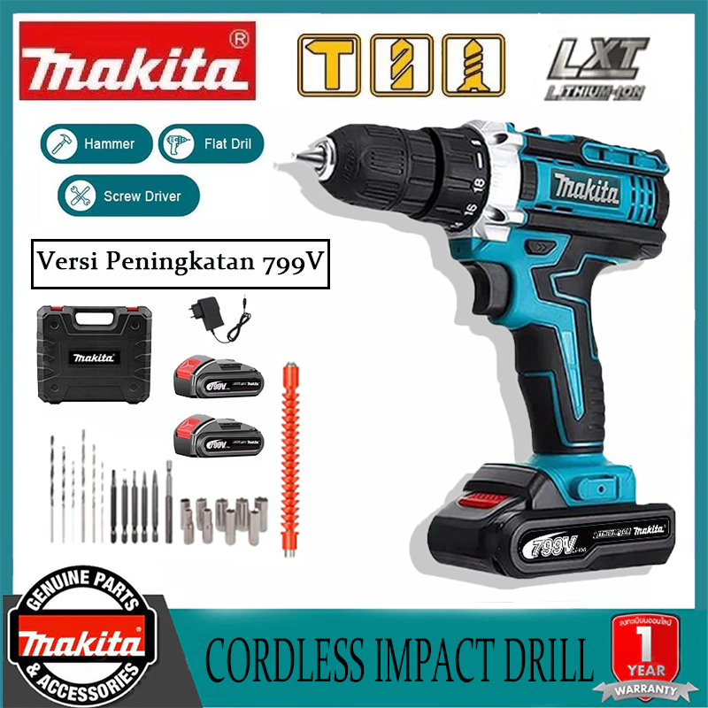 Makita <3 tahun garansi> 799V Bor benturan tanpa kabel Bor dampak beton Bor listrik dengan fungsi pe