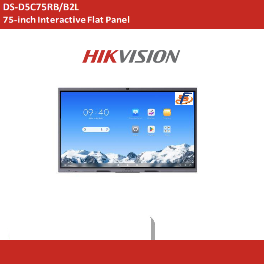 DS-D5C75RB/B2L Interactive Flat Panel HIKVISION 75", 4K, Android 14,  Ram 8GB, storage 128GB, 480 ni