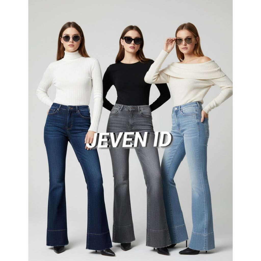 Jennie Jeans Celana Cutbray Lipat Bawah Highwaist Wisker Sprey - Highwaist Jeans Cutbray Retro Lipat