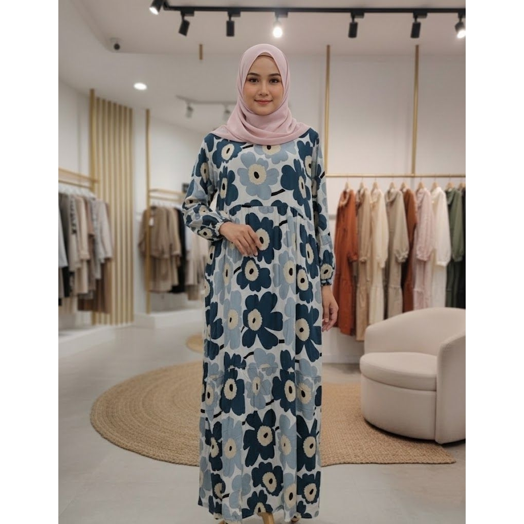 GAMIS RAYON MOTIF BUNGA BESAR
