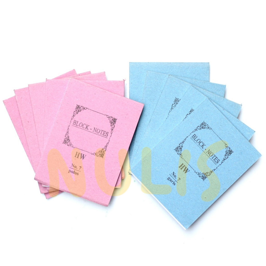 NULIS | 12 Pcs Buku Notes / Block Notes HW Polos dan Garis No.07