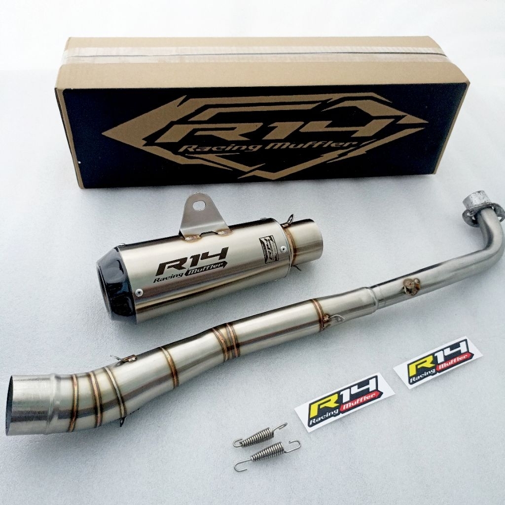knalpot racing original r14 Gtx bas gahar untuk motor bebek ,jupiter z/robot/z1/burhan,vega lama/new