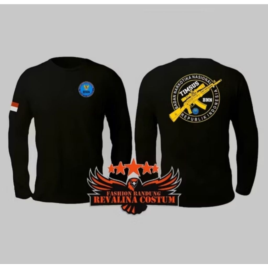 Kaos Hitam Lengan Panjang Timsus BNN Desain Keren