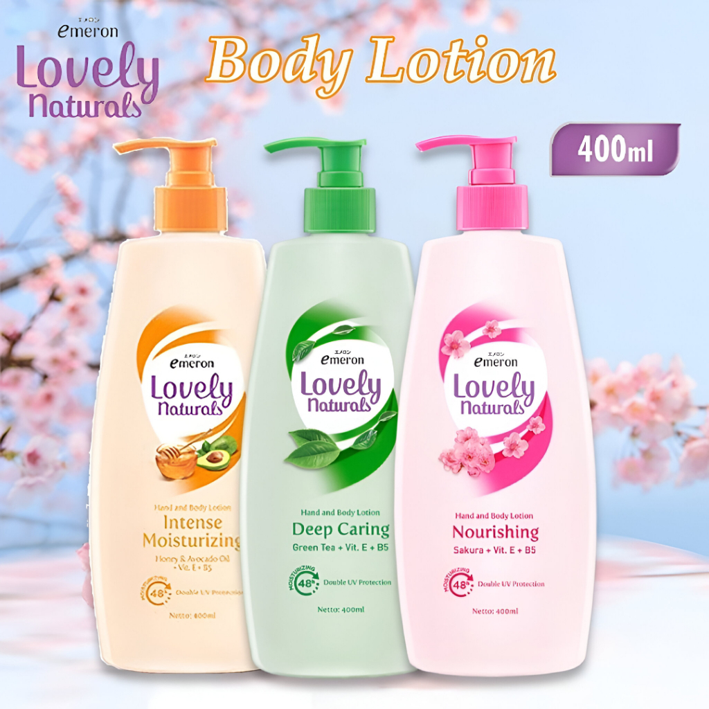 Emeron Lovely Naturals Hand Body Lotion 400ml Original Pemutih Kulit Cerah Lembut Wangi Tahan Lama