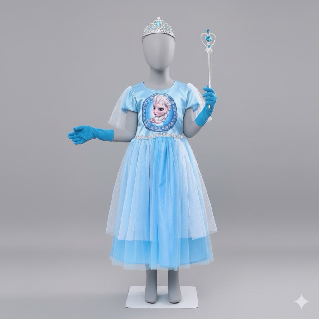 Gaun frozen anak, Dress Frozen anak, Baju pesta anak Frozen, Gaun Elsa