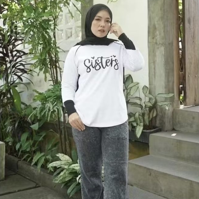 Xhafana Aunthentic Atasan wanita lengan 7/8 motif Sisters