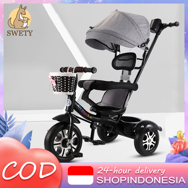 FlashMall Sepeda roda tiga anak 1 tahun sepeda roda 3 bayi lipat tricycle lipat anak sepeda anak