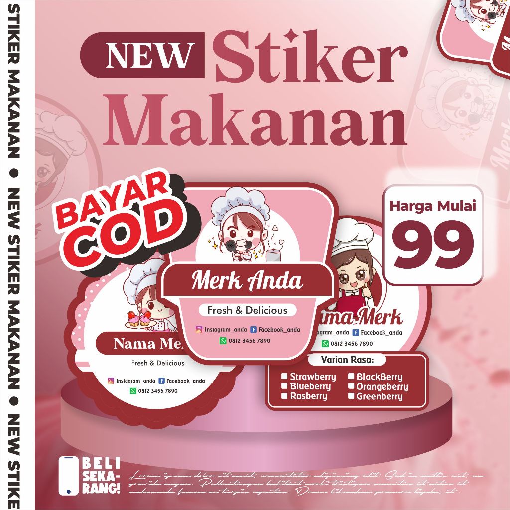 Stiker kotak makanan/label makanan/stiker kotak bento/stiker label catering ukuran 5cm