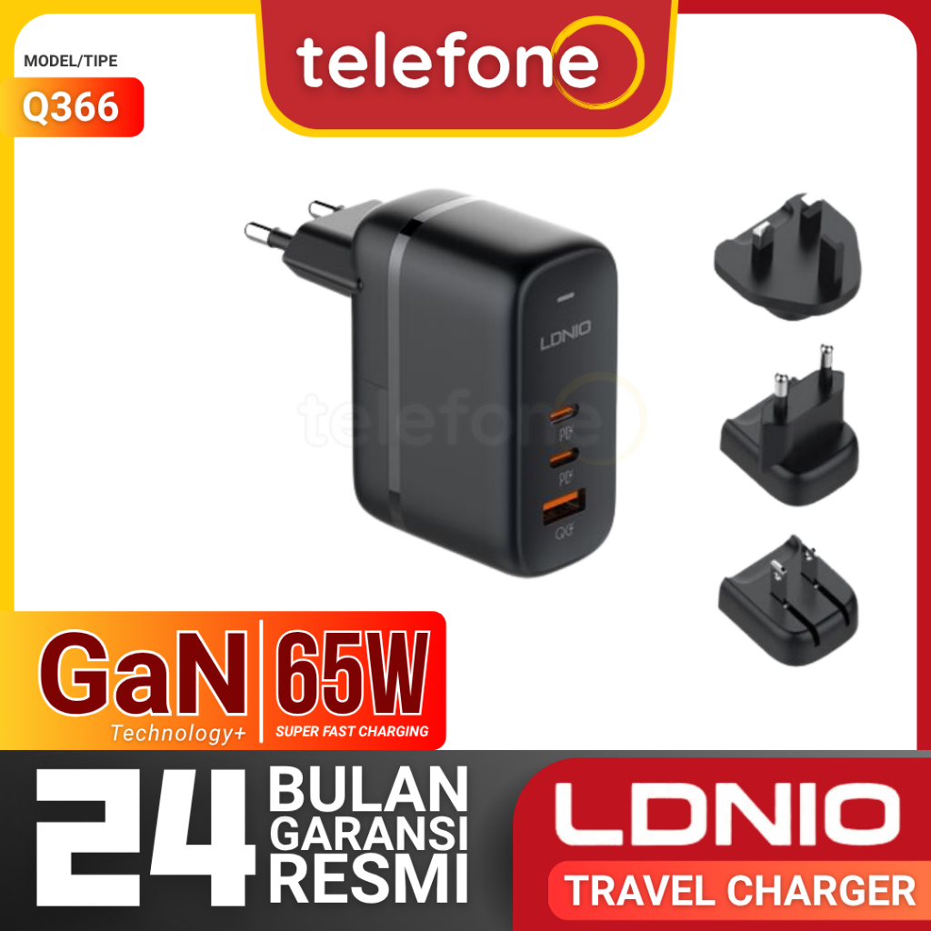LDNIO Q366 Travel Charger Adapter 65W GaN tech Super Fast Charger