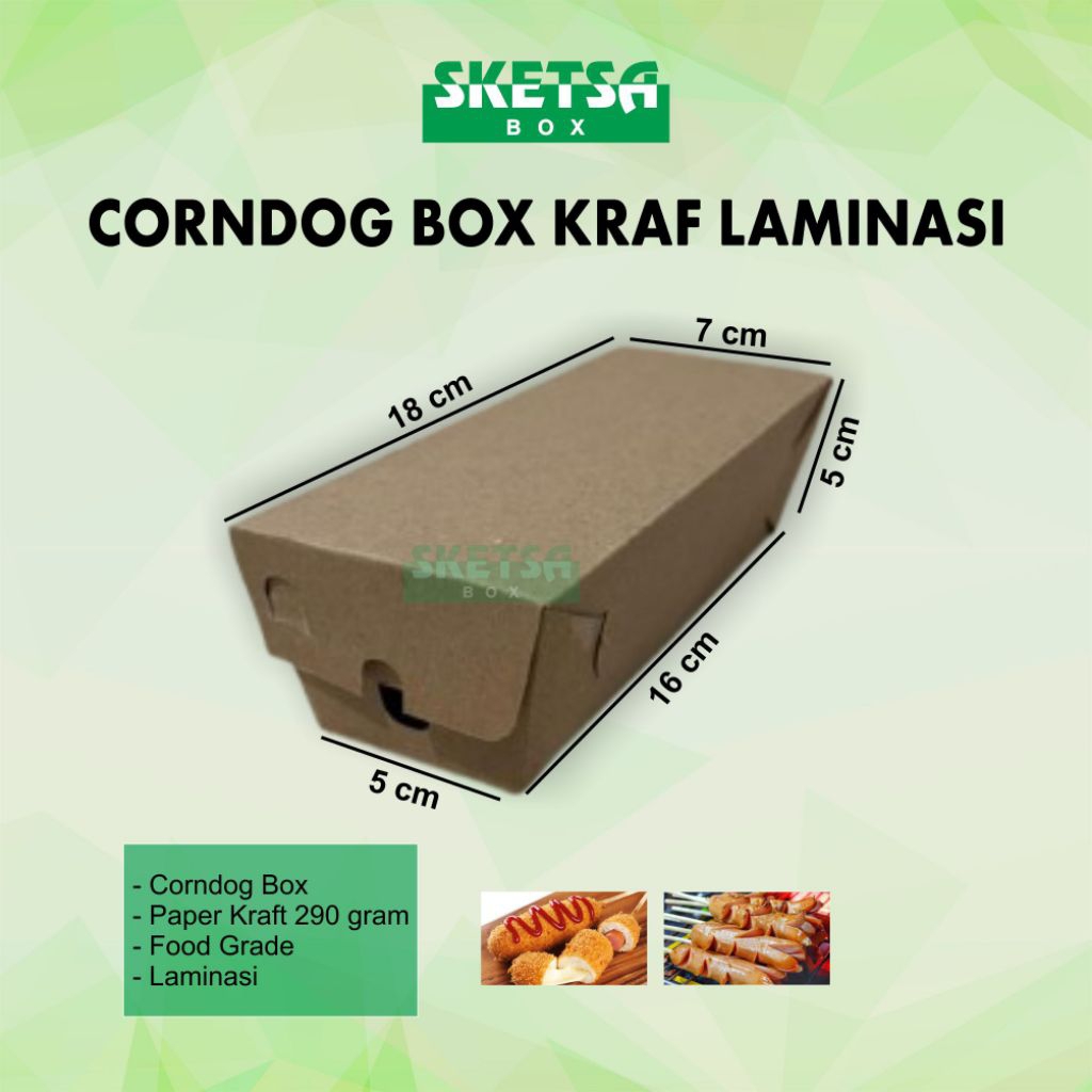Box Corndog, Box Sosis Laminasi Full Kraft