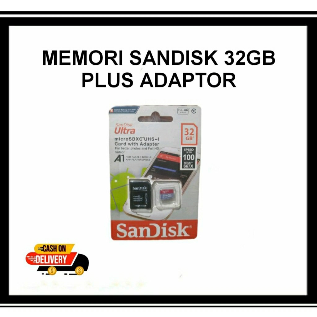 MEMORI 32gb CARD MMC SANDISK ADAPTOR microsd