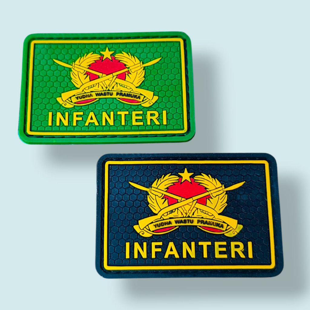 Emblem Karet TNI Rubber Patch Velcro INFANTERI Tempelan Topi TNI