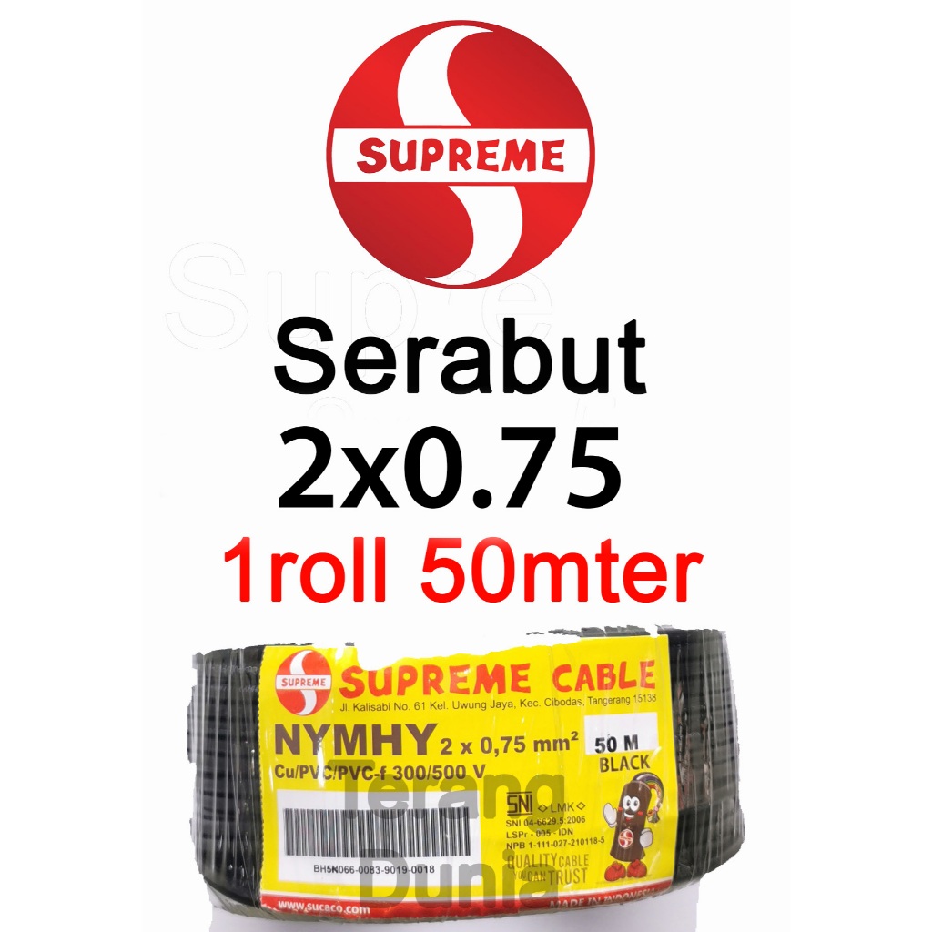 Kabel 2x0.75 Supreme 50meter Kabel Serabut 2x0.75 50meter Kabel Supreme nymhy 2x0.75 50meter Kabel S