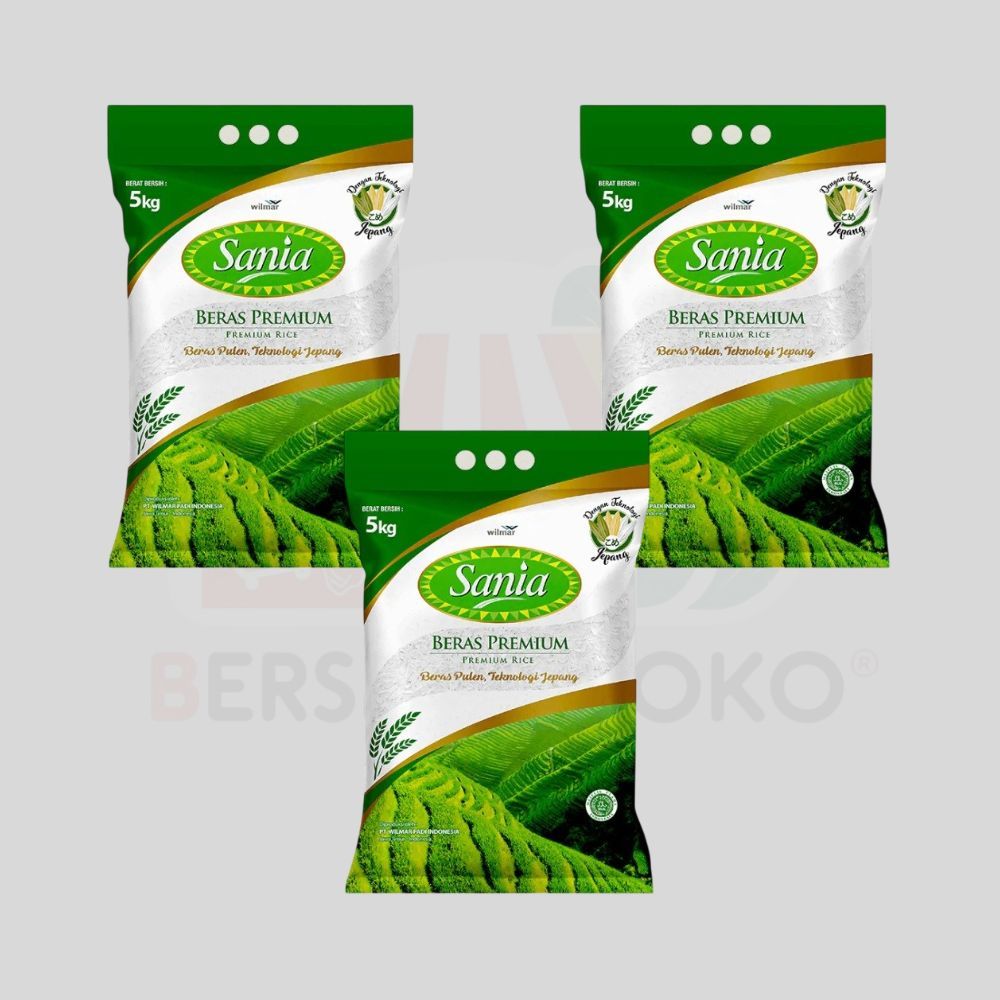[INSTAN] PROMO  BERAS PREMIUM MERK SANIA 15KG KEMASAN (5KG X 3PCS) | BERAS PREMIUM MURAH ENAK DAN TE