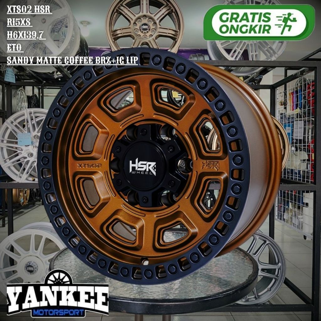 Velg Offroad R15 Lebar 8 untuk BLAZER,PANTHER TOURING,MUX,TRITON - HSR XTS02 Ring 15 baut 6