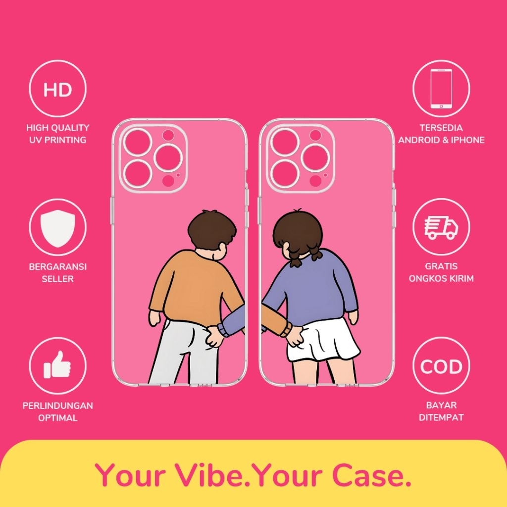 Custom Case Desain Couple All Type Hp Android & iPhone Bahan Silikon