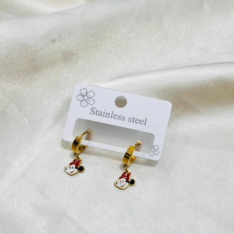 591E Anting Titanium Anak Karakter Lucu anti luntur Emas Bayi Muda Asli