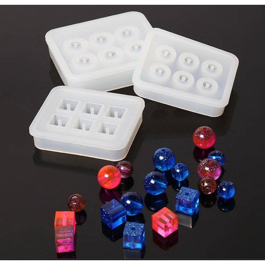 Cetakan Resin Bulat Kotak Set Monte Mote Manik Silikon Aksesoris - Silicone Mold Resin Bead Beads