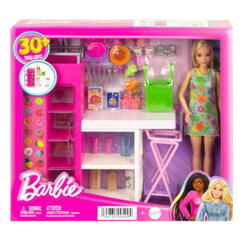 Barbie Kitchen Playset Original Mattel 30 Aksesori Perlengkapan Dapur Anak