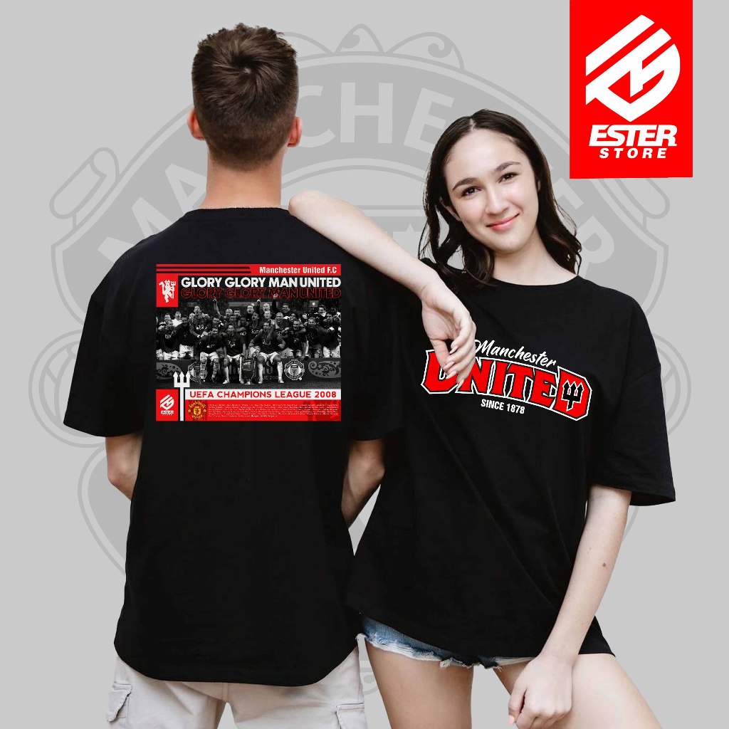 Esterstore.id ES143 – Kaos ManUnited Champions League 2008 - Kaos Bola Unisex Pria Wanita Combad 24s