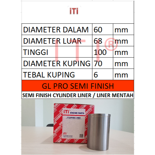 Cylinder Liner / Boring Honda GL pro semi finish merek iti