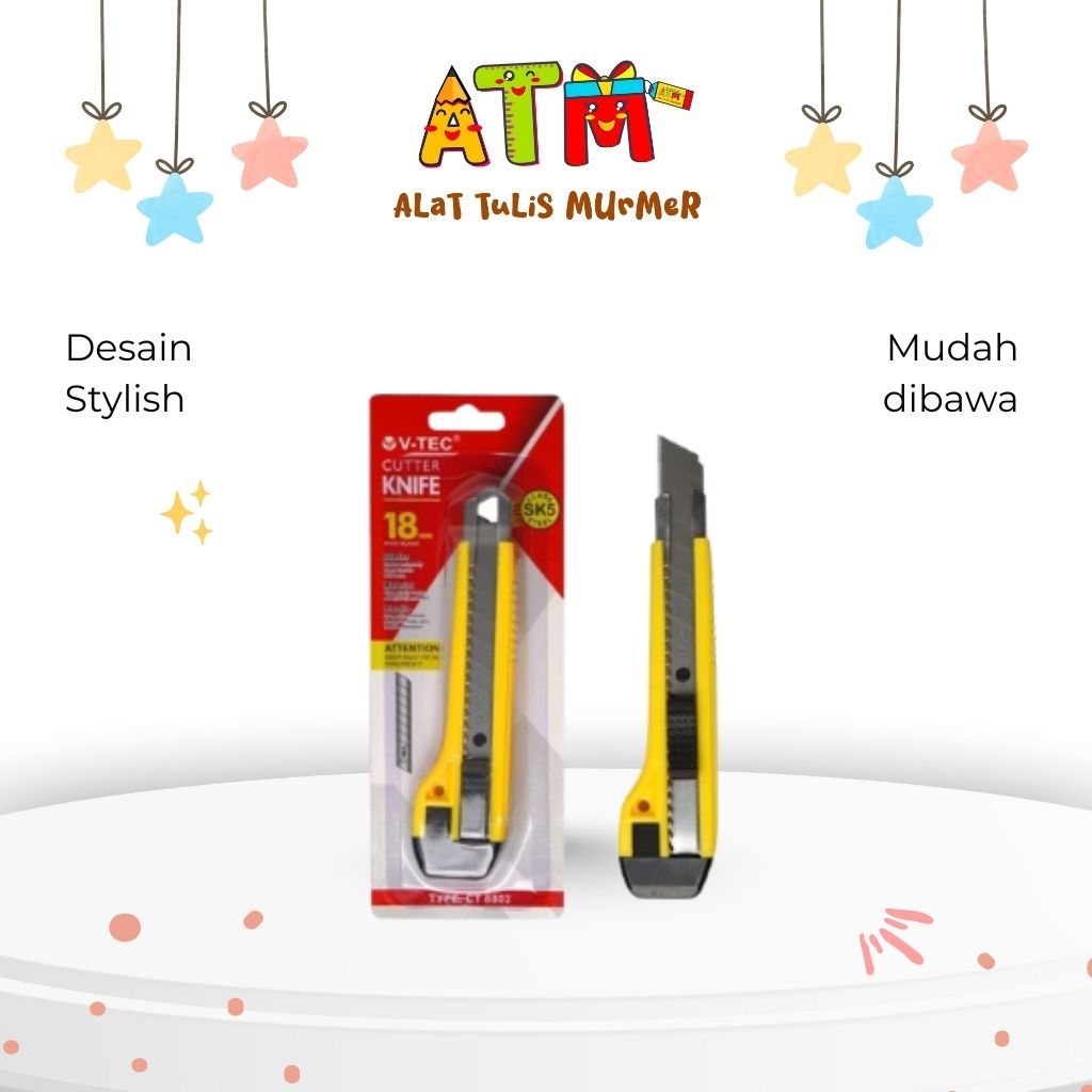 CUTTER/PISAU PEMOTONG/V-TEC CUTTER KNIFE TPE CT 8802