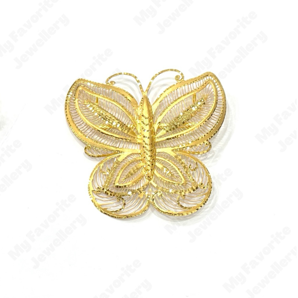 Liontin dan Bross Kupu Kupu Mewah Emas Asli Kadar 700 16K #Bros #Mewah
