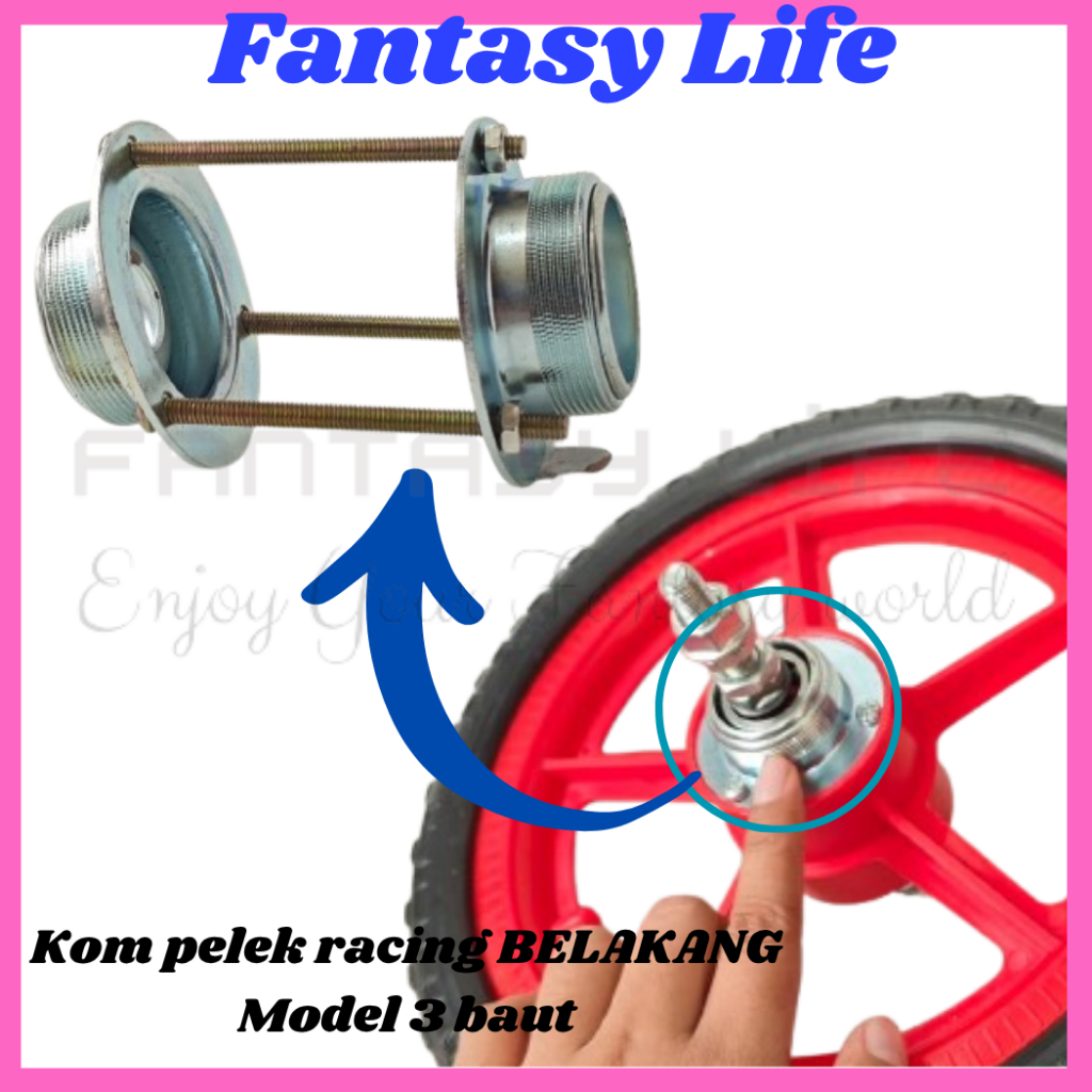 Fantasy kom komp mangkok pelek BELAKANG model 3 baut sepeda anak ban busa buta ukuran 12