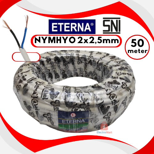 Kabel Serabut 2x2,5 NYMHYO Eterna Per Roll Kabel Listrik 2x2,5 NYMHY (Per Roll 50 Meter) Kabel 2x2.5