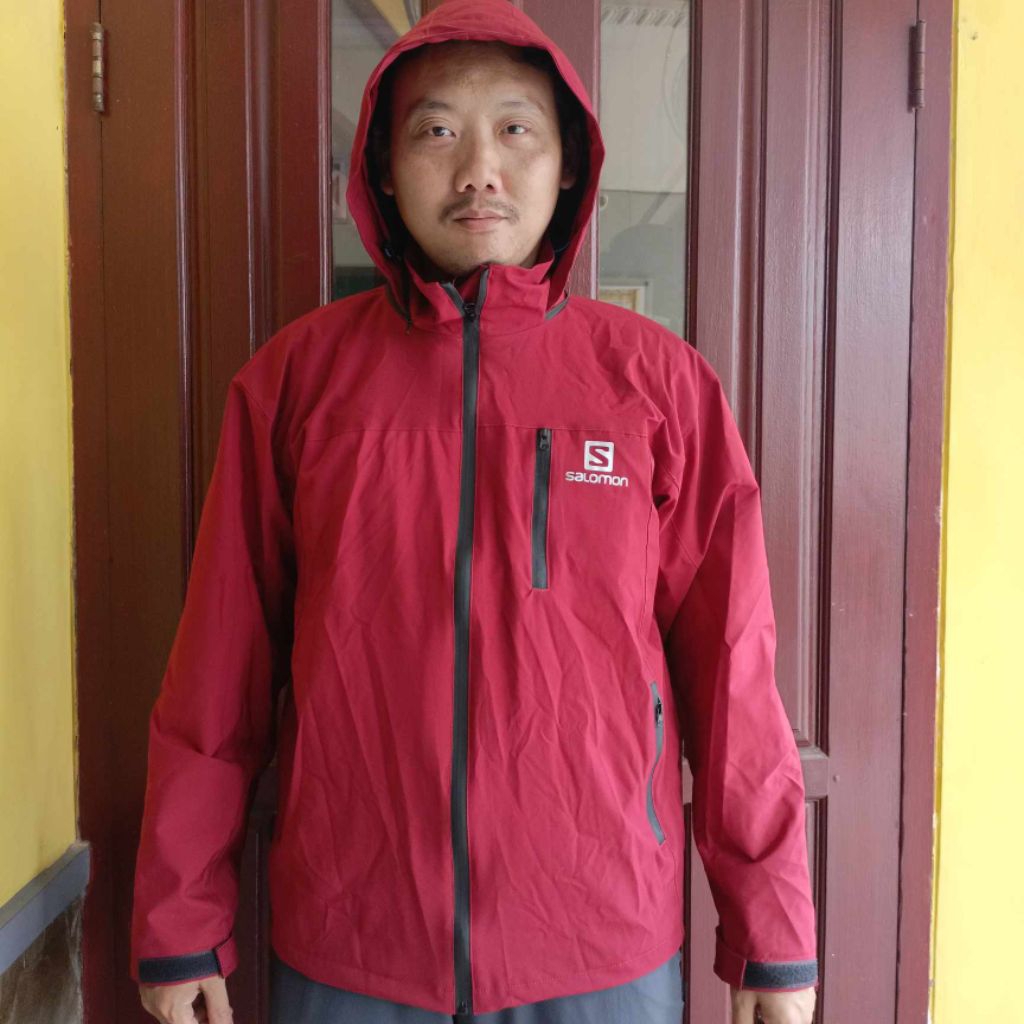 Jaket SALOMON bLacK Jaket Hiking Gunung Tracking Salomon Windbreaker