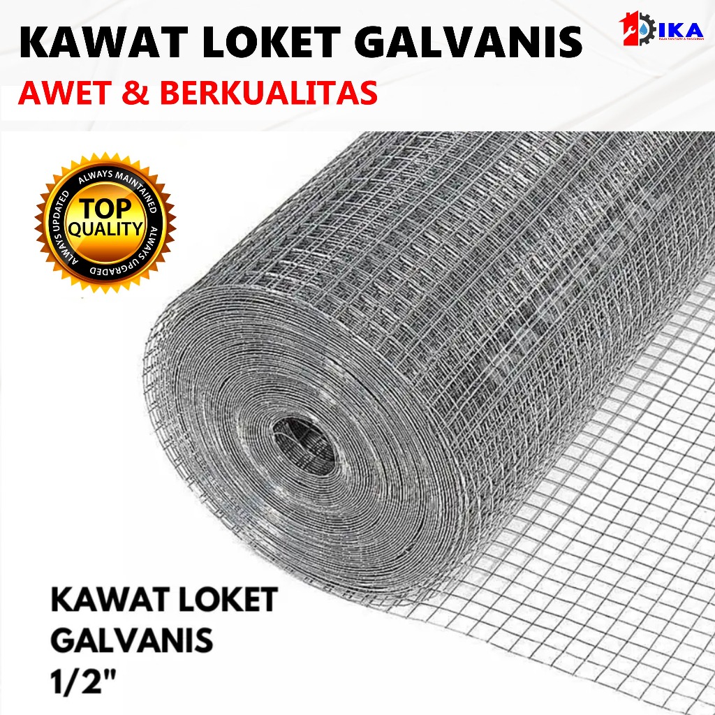 Kawat Loket PUTIH Galvanis 1/2 inch Kawat Kandang Hewan - 1 rol1 ROL Kawat Loket Galvanis (Putih) BW
