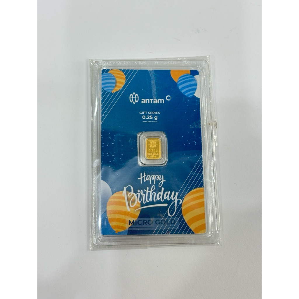 ANTAM x PT. HARTADINATA ABADI Micro Gold 0.25 Gram Happy Birthday Selamat Ulang Tahun Hadiah Gift 99