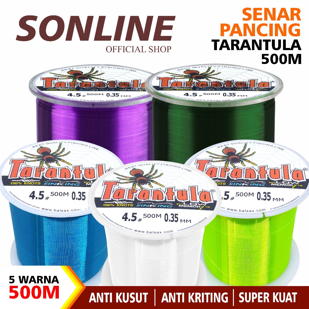 SONLINE Tali Pancing TARANTULA 500Meter 5Warna  Nilon Tali Pancing Bahan Nilon Pancing Anti Keriting
