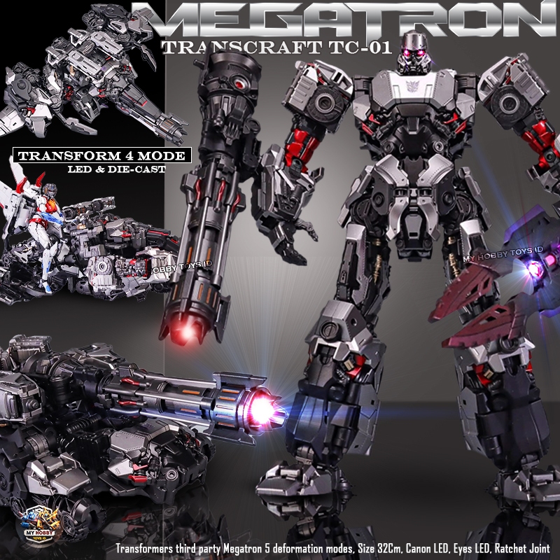 Best Figure Transformers Megatron 4 Mode Transfom Robot Tank Pesawat Megamotor LED No Threezero 32Cm