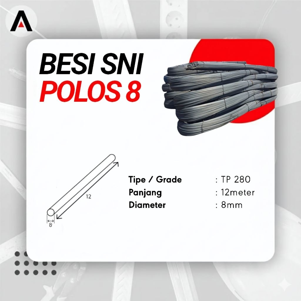 Besi Beton Polos 8 SNI ASLI